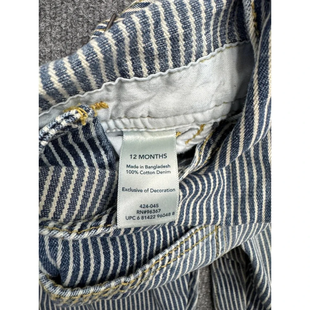 OshKosh Bgosh Baby Boy Hickory Stripe Vestbak Denim Overalls Blue White 12M